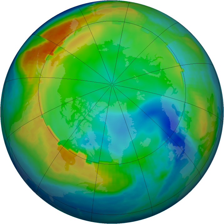 Arctic ozone map for 08 December 1998